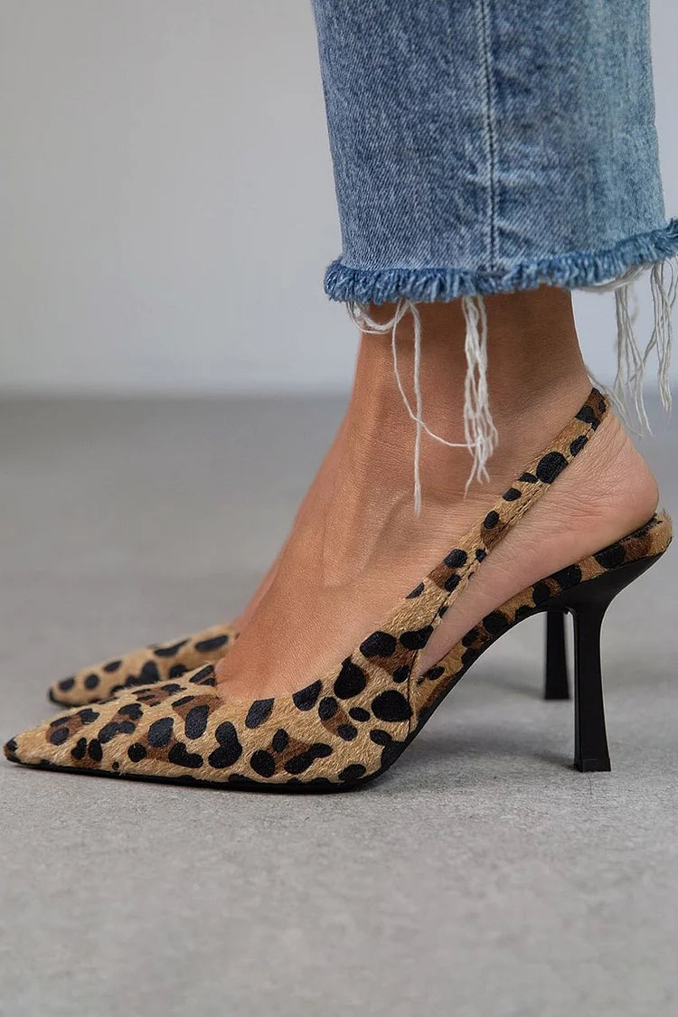 Maria | Pantofi Stiletto cu Bareta și Animal Print